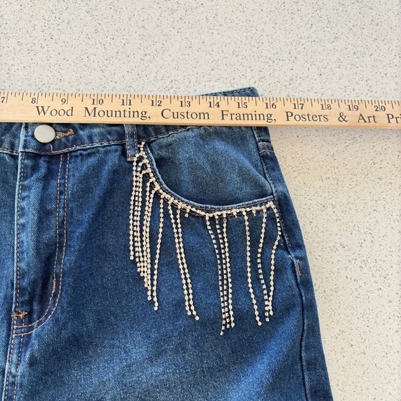 Blue B. Rhinestone Jeans Womens Large Bling Rodeo Western Equestrian Wide Leg - Picture 7 of 15